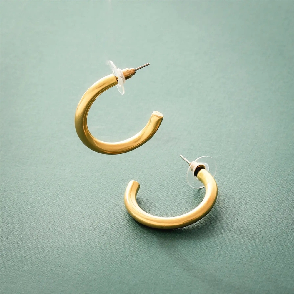 Marleylilly Gold Brushed Hoop Earrings
